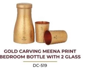 GOLD CARVING MEENA PRINT BEDROOM BOTTLE WITH 2 GLASS