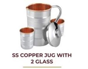 SS COPPER JUG WITH 2 GLASS