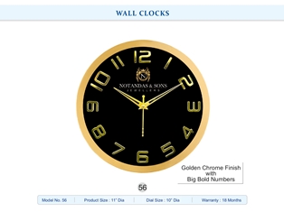 WALL CLOCK Notandas (Golden Chrome Finish with Big Bold Numbers)