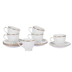 Bone China Gold Line Cup Saucer Set - Diamond- 6pcs Cups 6pcs Saucer FBNGDWHD