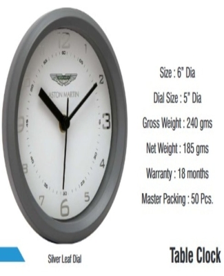 TABLE CLOCKS : ASTON MARTIN SILVER LEAF DIAL