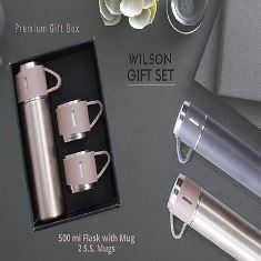 WILSON GIFT SET ( 500 ML FLASK WITH MUG+ 2 MUGS) GM-503