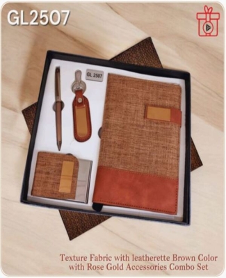 Check Brown Fabric / Leatherette Combo set