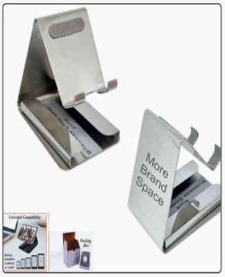 S.S. Mobile Stand Mirror Finish With Business Card Slot