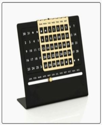 STEEL LIFT TIME CALENDER WITH SLIDING MONTH DISPLAY