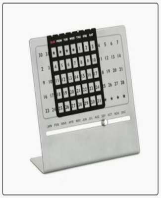 STEEL LIFT TIME CALENDER WITH SLIDING MONTH DISPLAY