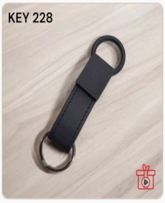 Metal /Leatherette Black Loop Keychain