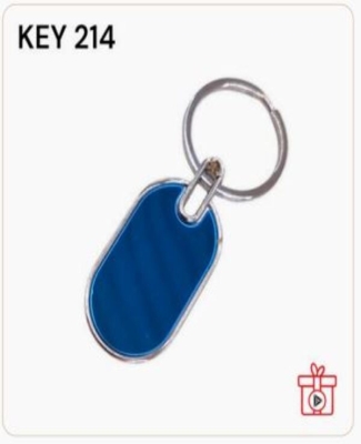 Metal Frame with Blue Aluminum Label Keychain