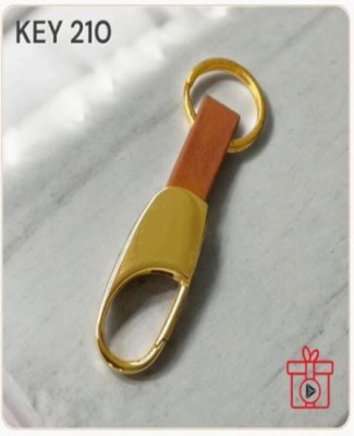 Metal Gold Finish Hook with Leatherette Loop Keychain