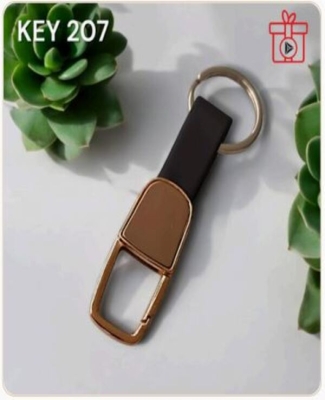 Metal /Leatherette Rose Gold Black Keychain