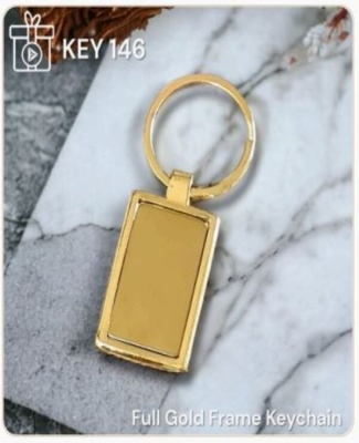 Metal Frame Full Gold Finish Keychain