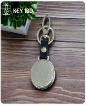 Round Shape Metal with Leatherette Loop Dock Hook Keychain