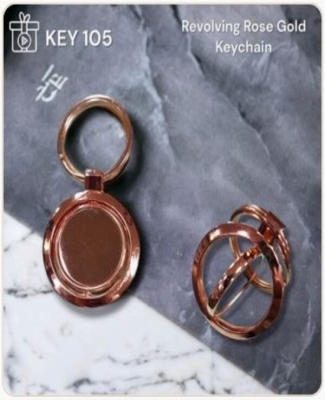 Metal Round Rose Gold Finish Revolving Keychain