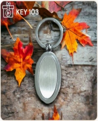 Oval Chrome finish with Steel Label Keychain