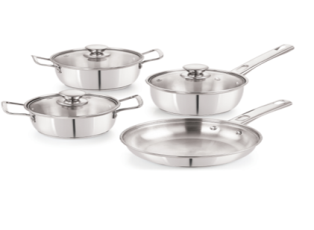 Cookware Set Induction (Frying Pan 20cm w/o Glass Lid, Sauce Pot  18cm  & 20 with  Glass Lid, Sauce Pan 16cm with Glass Lid)-7 Pcs