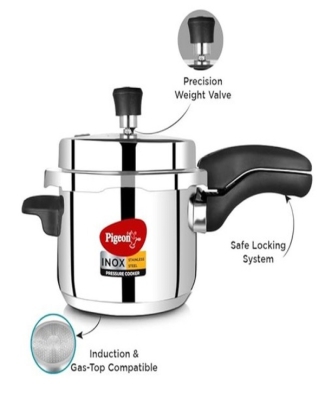 INOX STAINLESS STEEL PRESSURE COOKER - 5 LITRE 14046