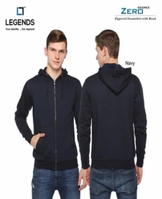 Zero Degree Hoodie Sweatshirt withZipper(Navy Blue)