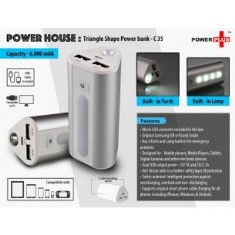 Power Plus Power House : Triangle shape Power Bank with Lamp and
Torch (Dual USB Port) (6000 mAh) C35