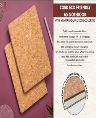 Cork Eco friendly A5 notebook with Memorandum & Edge coloring | 80 gsm sheets | 192 pages