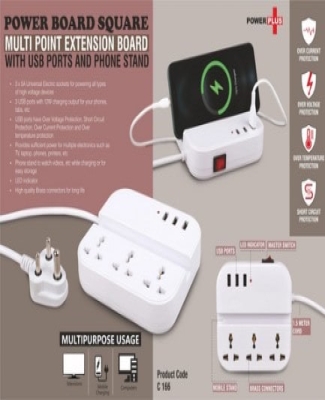 Power Board Square: Multi point extension board with USB ports and phone stand