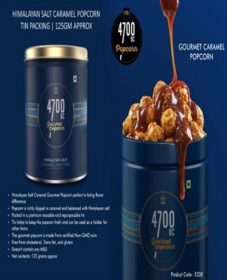 4700BC Himalayan Salt Caramel Popcorn | Tin Packing | 125gm approx | MRP 200