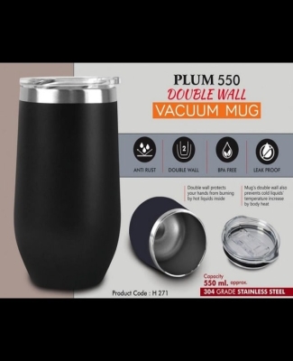 Plum 550: Double wall Vacuum Mug | 304 grade steel | Capacity 550ml Approx