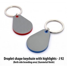 Droplet shape keychain with highlights