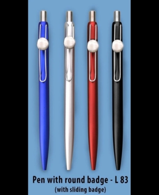 Pen with round badge L83