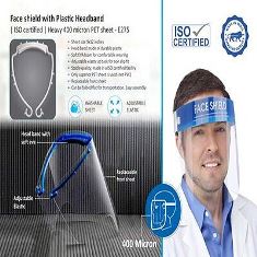 Face shield with Plastic Headband | ISO certified | Heavy 400 micron PET sheet