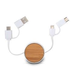 Bamboo Yo yo charging cable with USB A & USB C input | Output: Micro USB, iOS, Type C