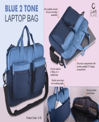 Slim 2 tone Laptop bag | Double outside pockets