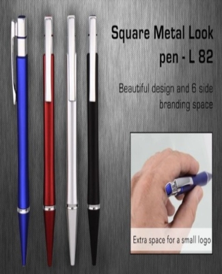 Square metal look pen