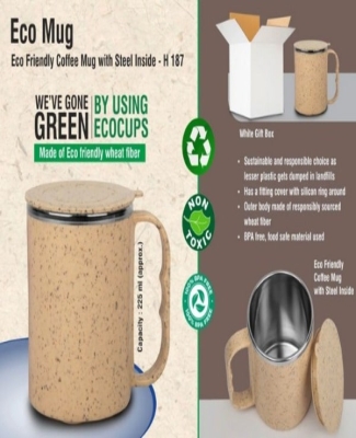 EcoMug: Eco Friendly Coffee mug with steel inside | Made with Wheat fiber