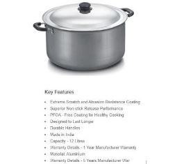 Omega Select plus 12L BIRYANI POT W SS LID