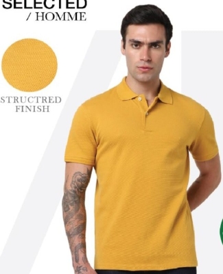 SLHCRATER-STRUCTURE POLO T-SHIRT (GOLDEN)