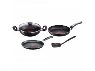 SET TFK (TAWA 26, FRYPAN 24, KADAI 24, LID, SPATULA) GREYISH BLACK CEREMONY